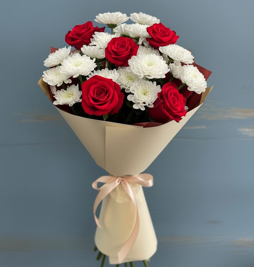 Букет цветов из: Розы и Хризантемы в Гольёво