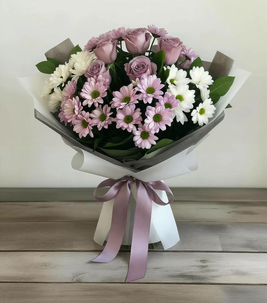 Букет цветов из: Хризантемы и Розы в Гольёво