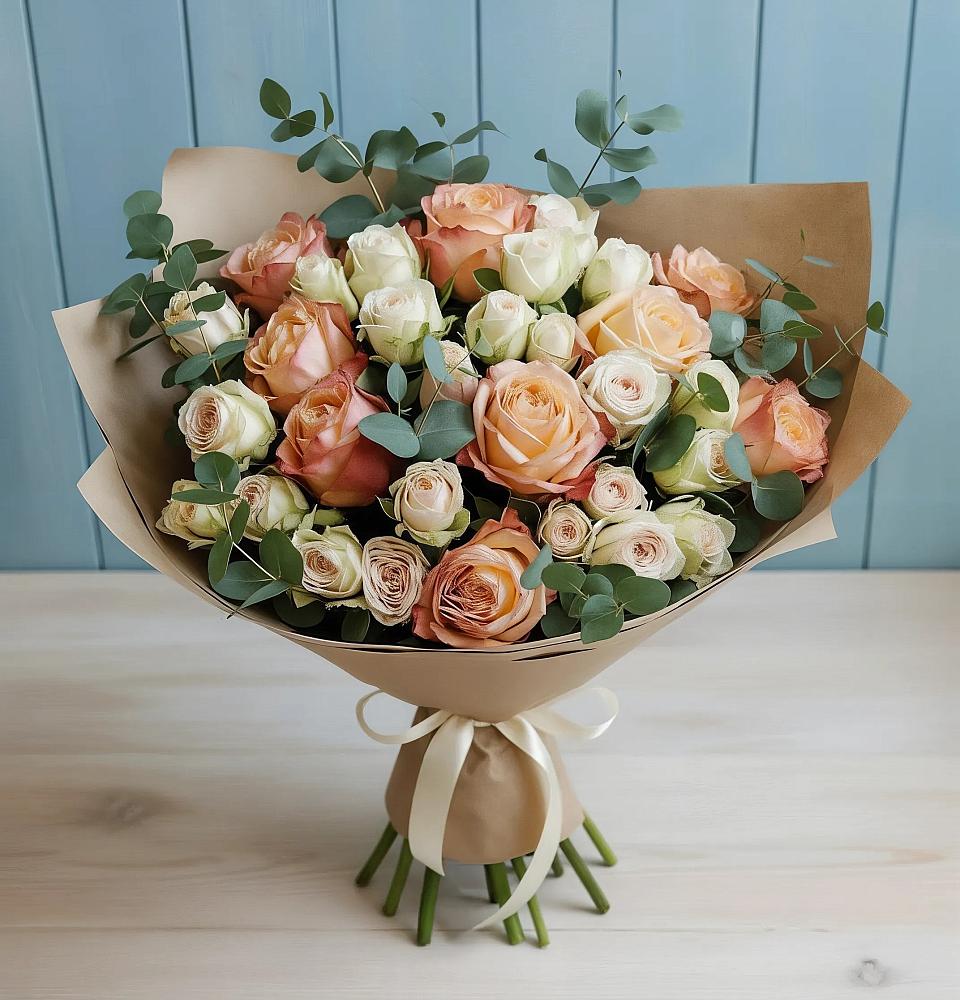 Букет цветов из: Альстромерии и Розы в Гольёво