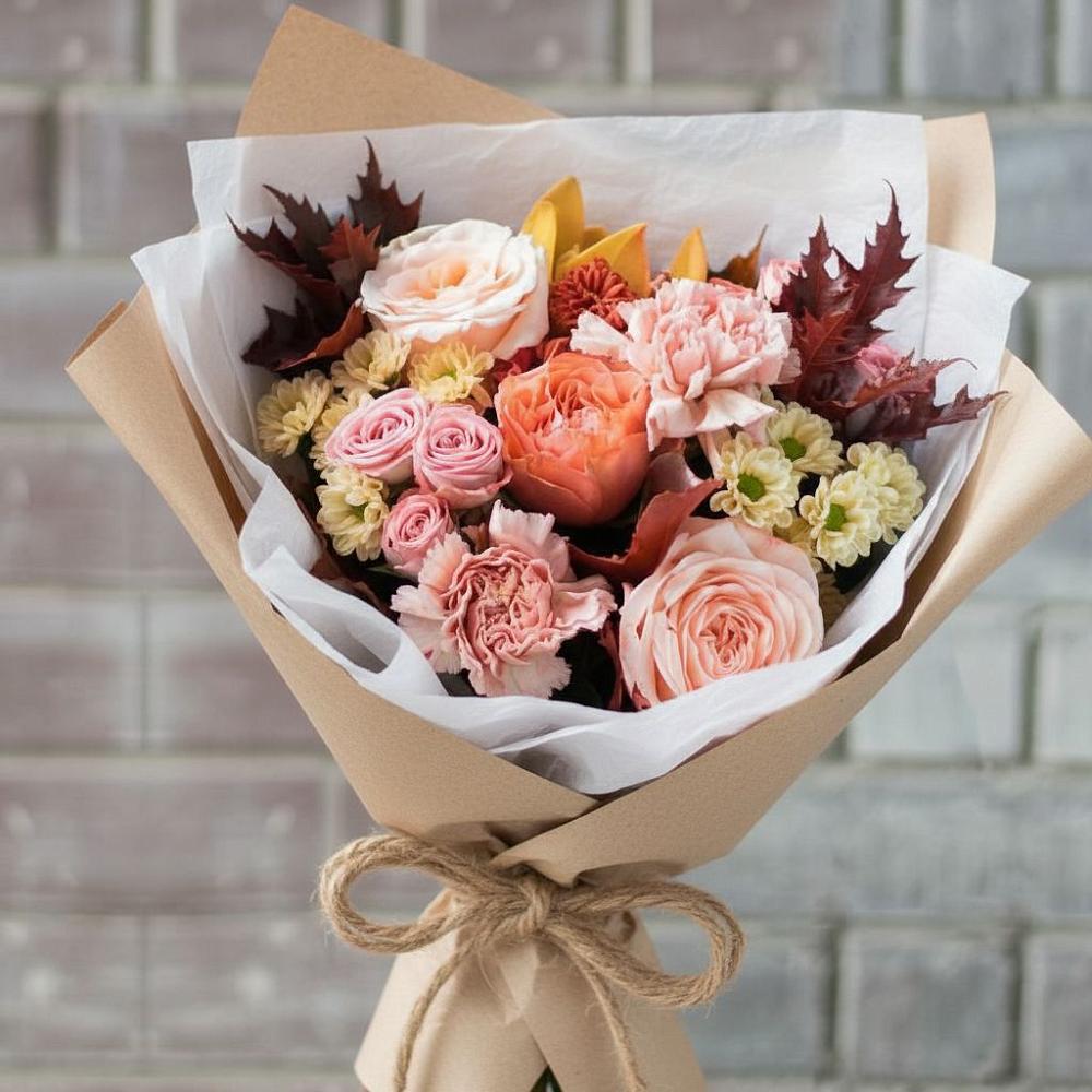 Букет цветов из: Гвоздики, Хризантемы и Розы в Гольёво