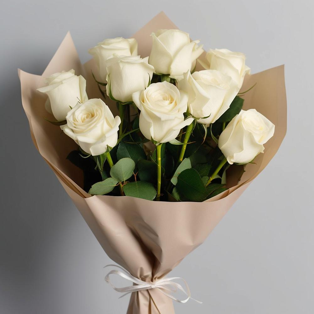 Букет 9 Белых роз Эдлесс Лав в Гольёво