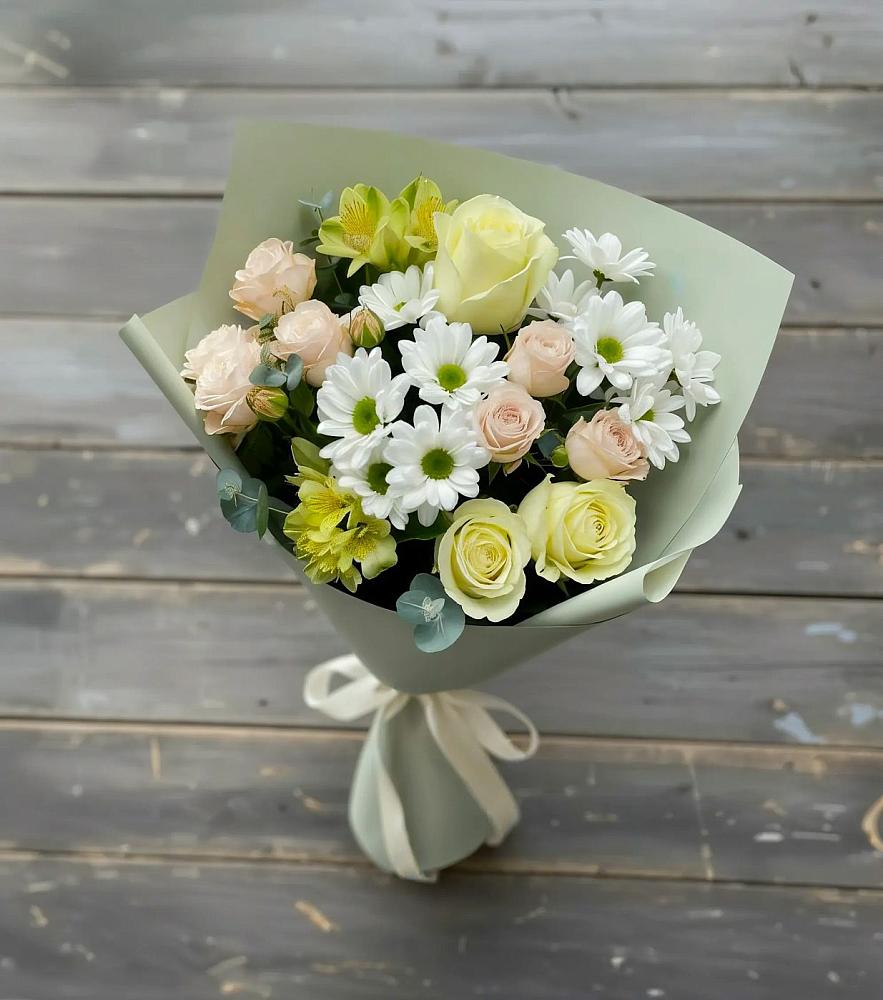 Букет цветов из: Альстромерии, Розы и Хризантемы в Гольёво