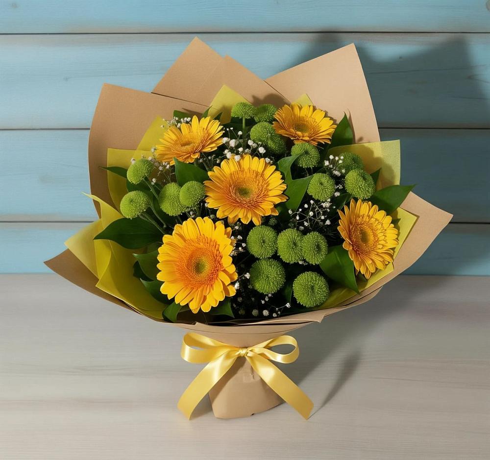 Букет цветов из: Герберы и Хризантемы в Гольёво