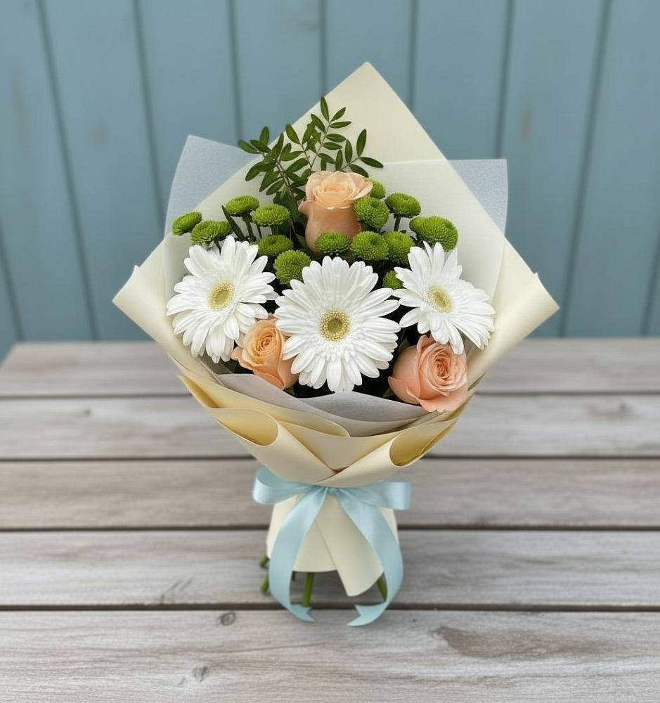Букет цветов из: Герберы, Розы и Хризантемы в Гольёво