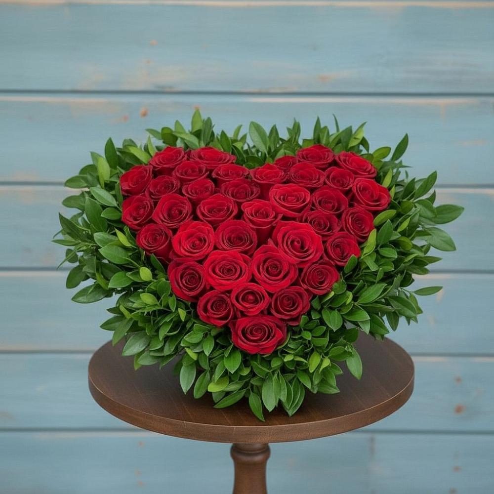 Цветочная композиция из Розы в виде сердца в Гольёво