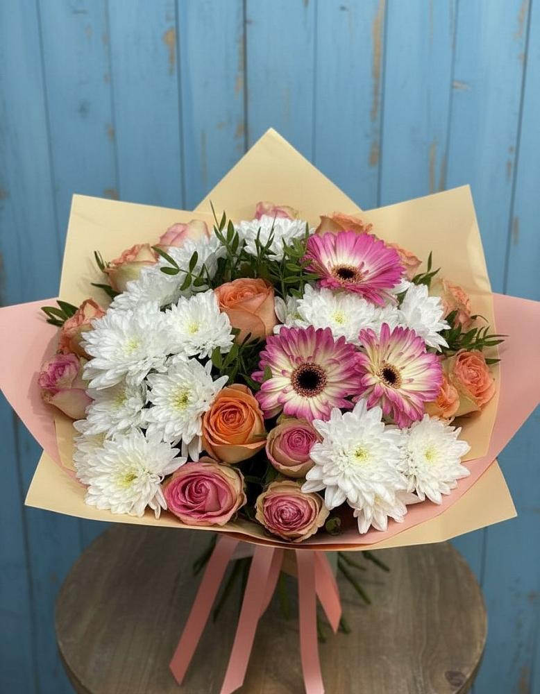 Букет цветов из: Розы, Герберы и Хризантемы в Гольёво