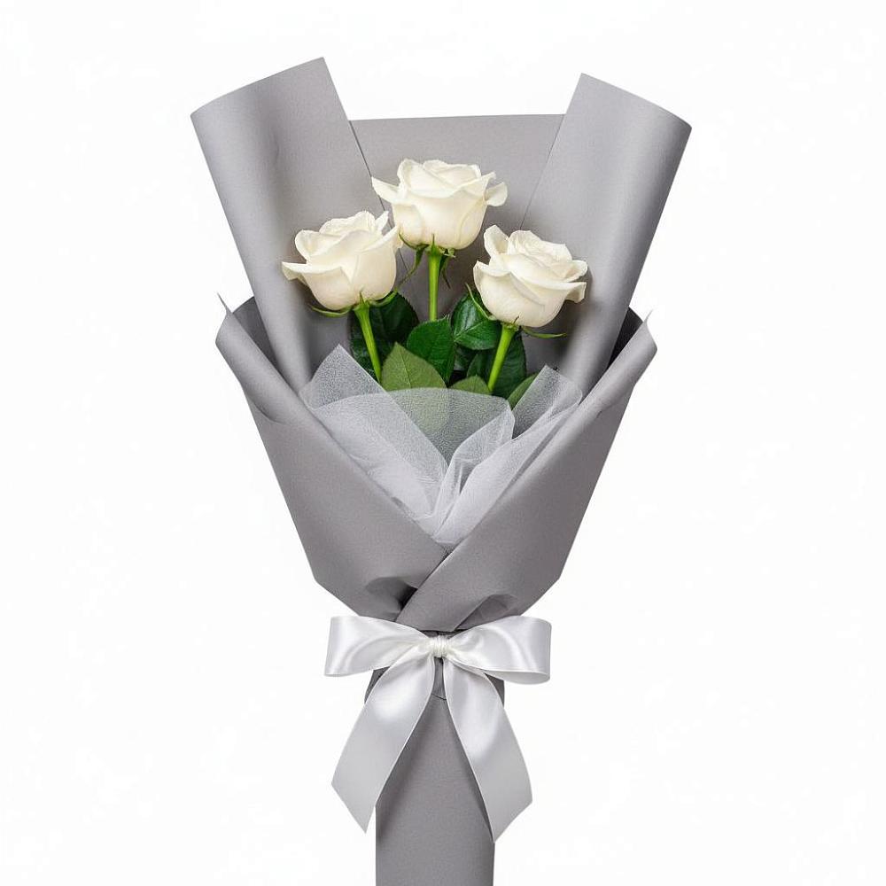 Букет 3 белые розы в Гольёво