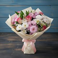 Букет цветов из:  Хризантемы, Альстромерии и Розы в Гольёво