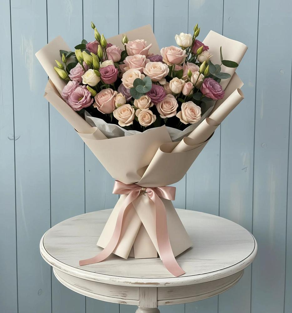 Букет цветов из: Розы и Лизиантусы в Гольёво