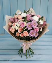 Букет цветов из:  Хризантемы, Розы и Альстромерии #REPLACE_PRED# Гольёво