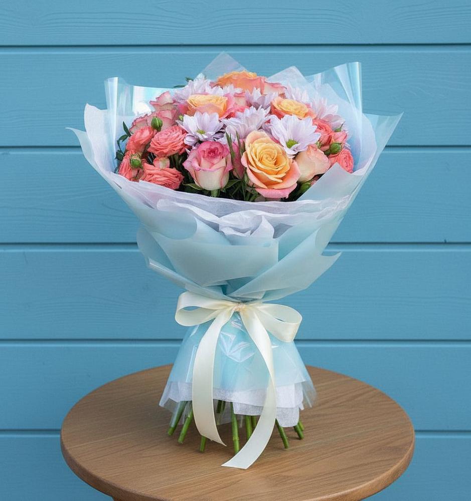 Букет цветов из: Хризантемы и Розы в Гольёво